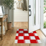 Red Rustic Farmhouse Bold Red Gingham Checkered Area Rug