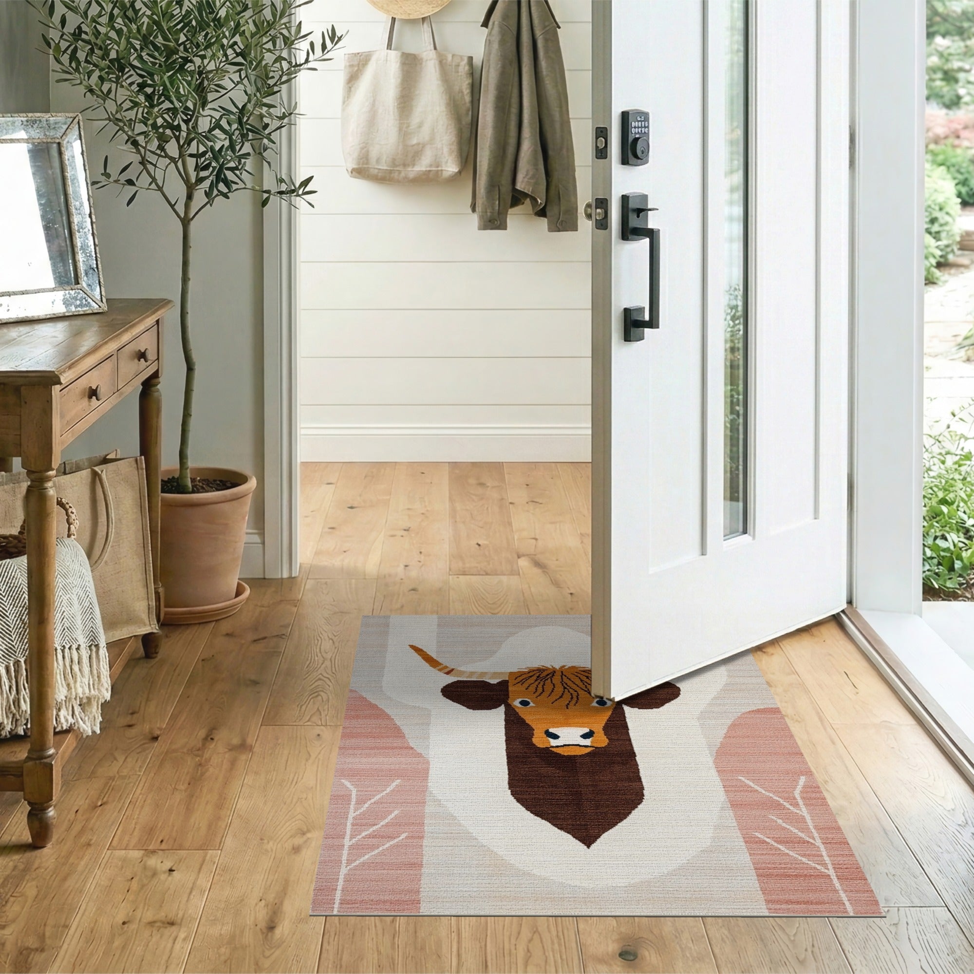 Shaggy Highland Cow Area Rug