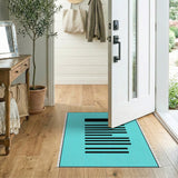 Blue and Teal Teal Blue Geometric Stripe Area Rug
