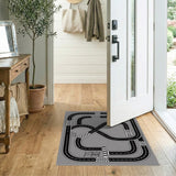 Black White Racing Track Area Rug