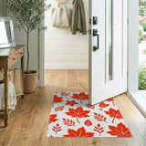 Bold Red Maple Leaf Pattern Area Rug
