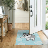 Cute Cartoon Grey Puppy Clouds Area Rug