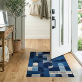 Modern Geometric Blue Abstract Area Rug