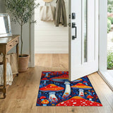 Whimsical Red Mushroom Forest Floral Vintage Area Rug