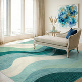 Teal Wave Abstract No. 11 Area Rug
