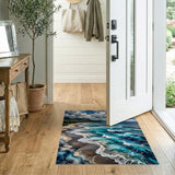 Na Pali Black Sand Waves Coastal Rug