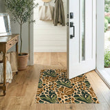 Abstract Leaf Area Rug in Brown Tan