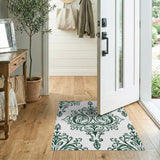 Elegant Green Damask Area Rug