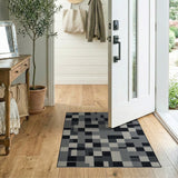 Grey Geometric Modern Geometric Grey Block Area Rug