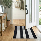 Black White Striped Geometric No. 5 Area Rug