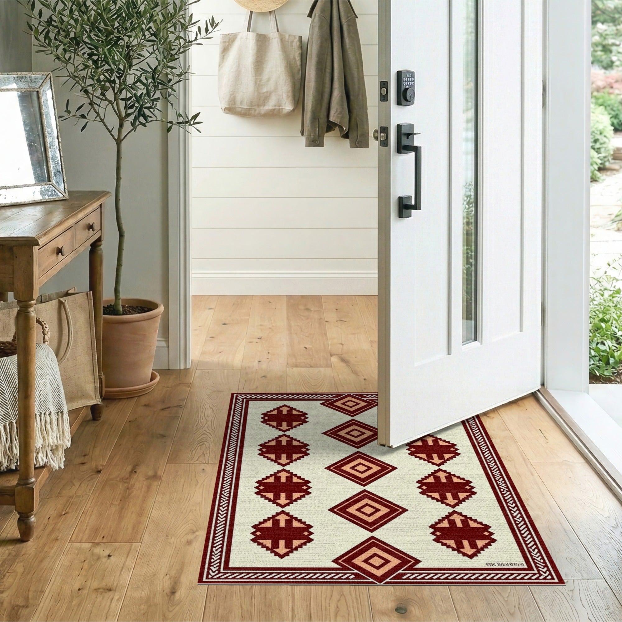 Terracotta Diamond Geometric Area Rug