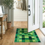 Vibrant Green Block Geometric Area Rug