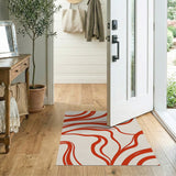 Red Fluid Waves Abstract Area Rug