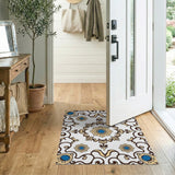 Cream Floral Medallion Rug with Blue Centers