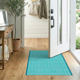Teal Cloud Grid Geometric Area Rug