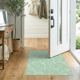 Whimsical Mint Green Floral Swirl Area Rug