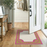 Pink Gold Ornate Baroque Frame Area Rug