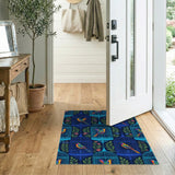 Blue Birdcage Parrot Area Rug