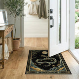 Coiled Teal Dragon Under Moonlit Forest Rug