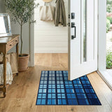 Blue Geometric Window Facade Area Rug