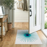Teal Sunburst Radial Geometric Rug