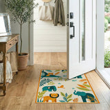 Teal Jungle Animals Kids Cartoon Rug