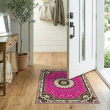 Ornate Pink Starburst Floral Area Rug