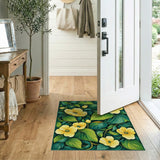 Emerald Green Leaves with Golden Yellow Blooms Rug