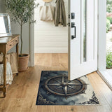 Grey Ornate Distressed Compass Rose Area Rug