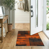 Orange Bold Orange Black Geometric Modern Area Rug