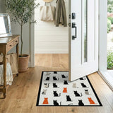 Whimsical Black Cat Ginger Pattern Area Rug