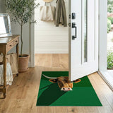 Highland Cow Head Green Area Rug