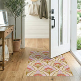 Pink Art Deco Fan Geometric Area Rug