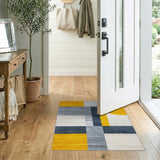 Multi-color and Patterns Bold Yellow Grey Geometric Abstract Area Rug