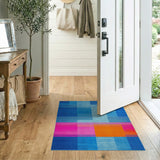 Vibrant Blue Pink Orange Geometric Area Rug
