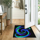 Vibrant Blue Teal Swirl Abstract Area Rug