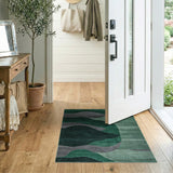 Emerald Grey Wave Abstract Area Rug