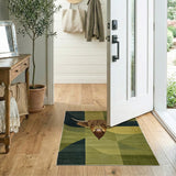 Highland Cow Geometric Green Area Rug
