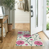 Pink Peony Floral Vine Area Rug