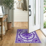 Purple Elegant Purple Floral Medallion Rug