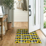 Sunflower Gingham Yellow Black Check Area Rug