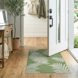 Green Fern Leaf Coastal Area Rug