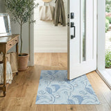 Whimsical Blue Horse Wave Abstract Area Rug