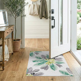 Teal Abstract Leaf Area Rug