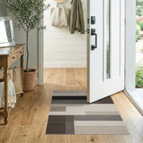 Neutral Beige Grey Geometric Block Area Rug