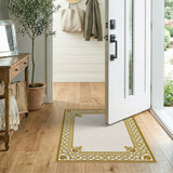 Golden Ornate Filigree Border Rug