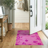 Vibrant Pink Floral Embroidered Area Rug