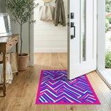 Vibrant Pink Blue Zigzag Geometric Area Rug