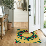 Golden Holly Berry Wreath Area Rug