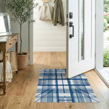 Blue Grid Geometric Modern Area Rug